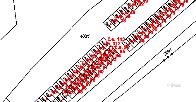 Vysokov 111 na parcele st. 400/16 v KÚ Vysokov, Katastrální mapa