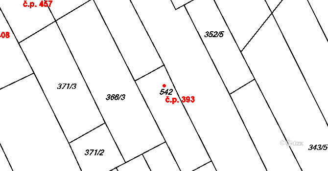 Březolupy 393 na parcele st. 542 v KÚ Březolupy, Katastrální mapa