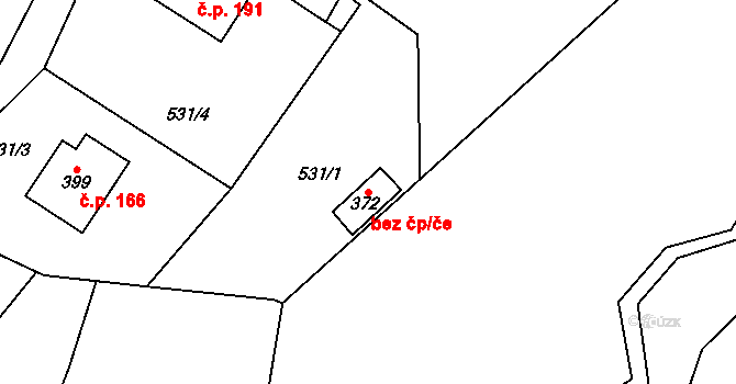 Valašské Meziříčí 48936391 na parcele st. 372 v KÚ Bynina, Katastrální mapa