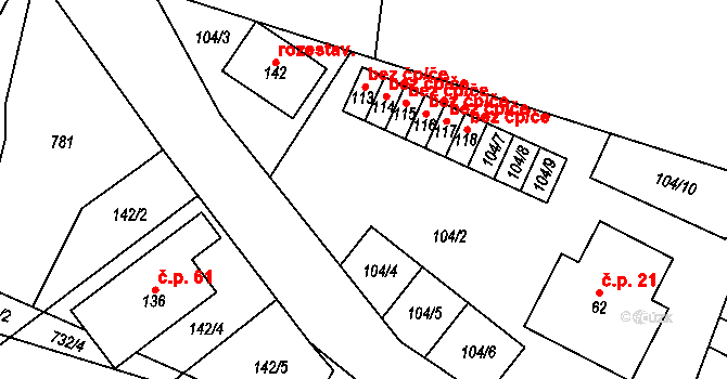 Chotoviny 49341391 na parcele st. 115 v KÚ Jeníčkova Lhota, Katastrální mapa