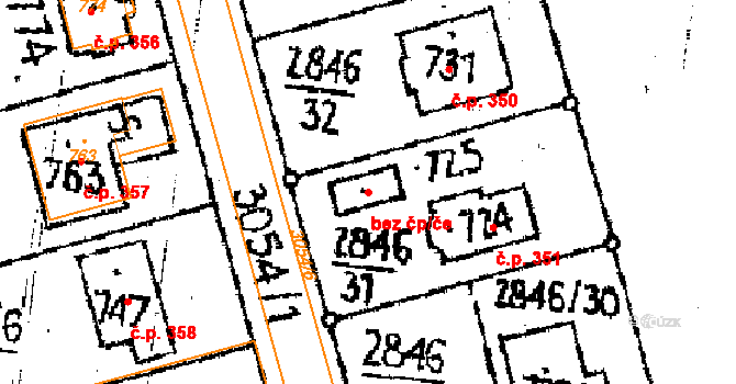 Janov 50057391 na parcele st. 725 v KÚ Janov u Litomyšle, Katastrální mapa
