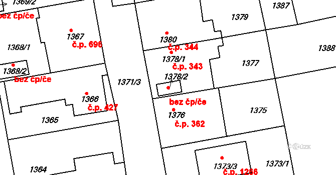 Třemošná 50086391 na parcele st. 1378/2 v KÚ Třemošná, Katastrální mapa