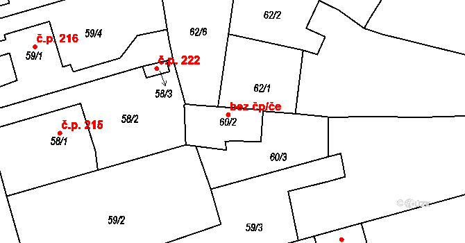 Uhřičice 50219391 na parcele st. 60/2 v KÚ Uhřičice, Katastrální mapa
