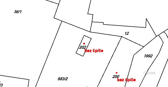 Blšany 50312391 na parcele st. 202 v KÚ Malá Černoc, Katastrální mapa