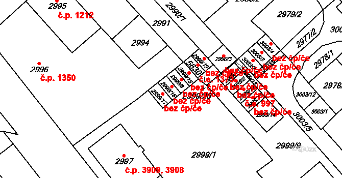 Chomutov 1097 na parcele st. 2999/16 v KÚ Chomutov I, Katastrální mapa