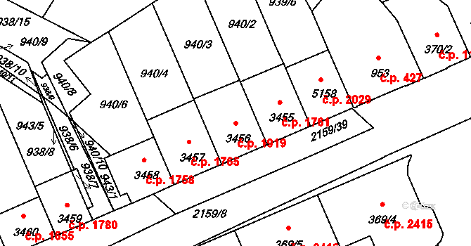 Budějovické Předměstí 1919, Písek na parcele st. 3456 v KÚ Písek, Katastrální mapa