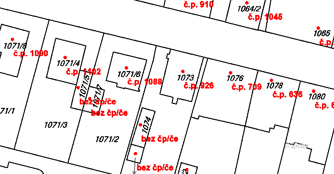 Nýřany 926 na parcele st. 1073 v KÚ Nýřany, Katastrální mapa