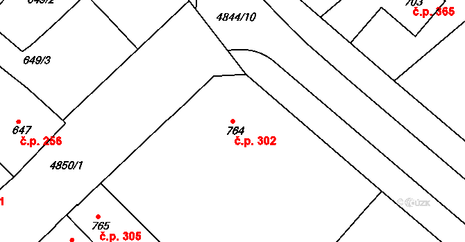 Choceňské Předměstí 302, Vysoké Mýto na parcele st. 764 v KÚ Vysoké Mýto, Katastrální mapa