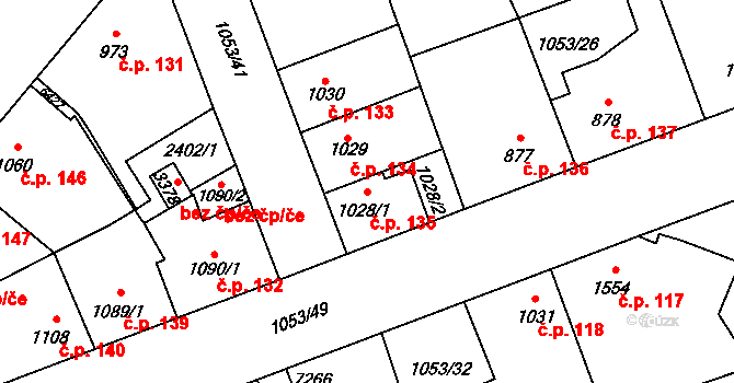 Beroun-Zavadilka 135, Beroun na parcele st. 1028/1 v KÚ Beroun, Katastrální mapa