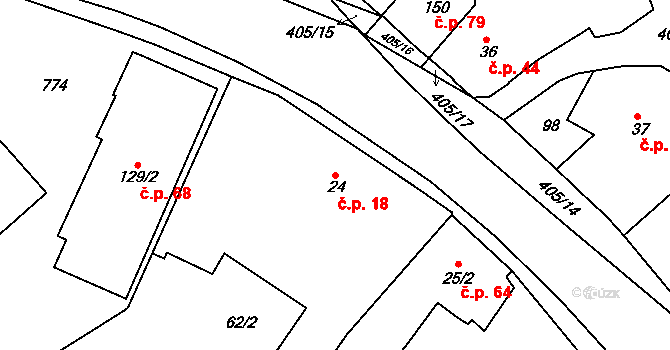Malá Skalice 18, Česká Skalice na parcele st. 24 v KÚ Malá Skalice, Katastrální mapa