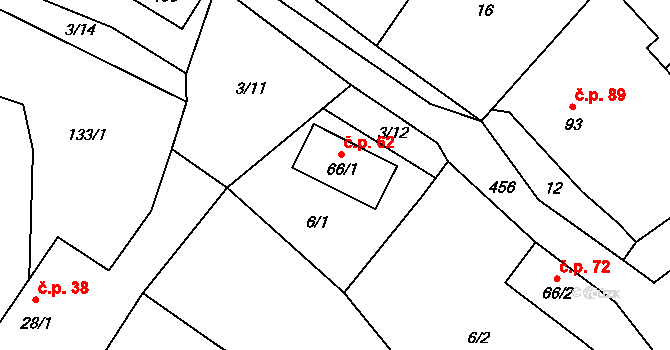 Hynčice 72 na parcele st. 66/2 v KÚ Hynčice u Broumova, Katastrální mapa