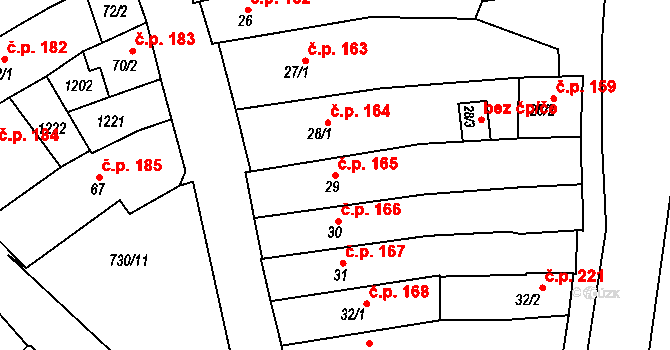 Broumov 165 na parcele st. 29 v KÚ Broumov, Katastrální mapa