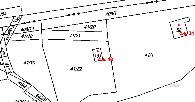 Počaply 10, Sezemice na parcele st. 101 v KÚ Počaply nad Loučnou, Katastrální mapa