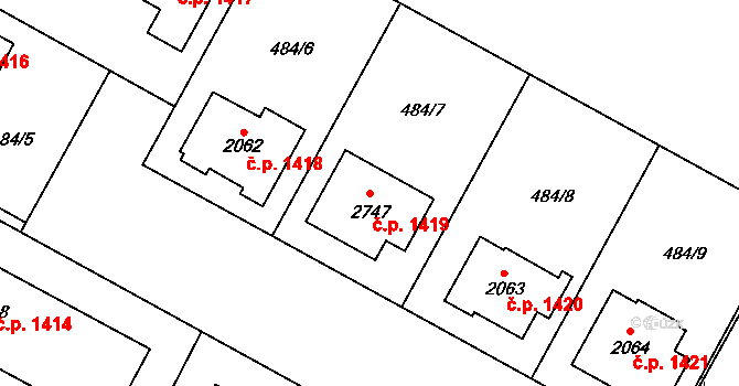 Přelouč 1419 na parcele st. 2747 v KÚ Přelouč, Katastrální mapa