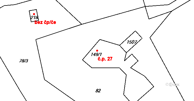 Třemešek 27, Oskava na parcele st. 149/1 v KÚ Třemešek, Katastrální mapa