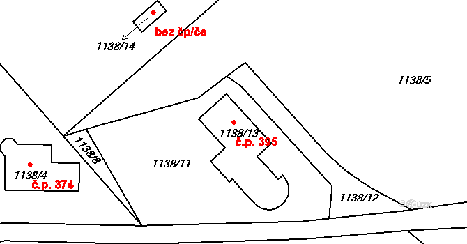 Olomučany 395 na parcele st. 1138/13 v KÚ Olomučany, Katastrální mapa