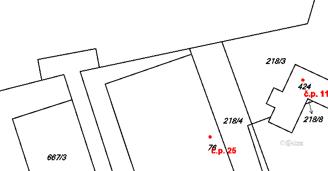 Křenov 25, Kájov na parcele st. 76 v KÚ Křenov u Kájova, Katastrální mapa