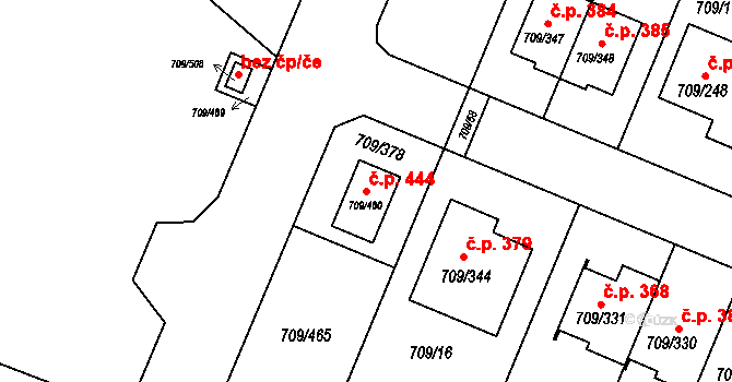 Popůvky 444 na parcele st. 709/480 v KÚ Popůvky u Brna, Katastrální mapa