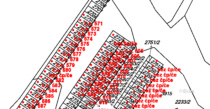 Humpolec 601 na parcele st. 2724 v KÚ Humpolec, Katastrální mapa