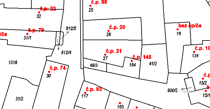 Líšťany 21 na parcele st. 27 v KÚ Líšťany u Cítolib, Katastrální mapa