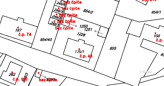 Šmolovy 48, Havlíčkův Brod na parcele st. 175/1 v KÚ Šmolovy u Havlíčkova Brodu, Katastrální mapa