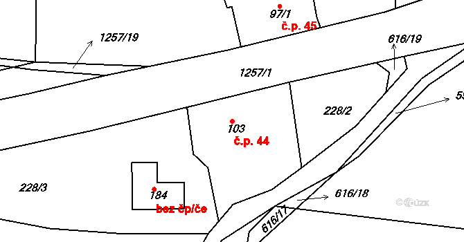 Mrzkovice 44, Světlá nad Sázavou na parcele st. 103 v KÚ Mrzkovice, Katastrální mapa