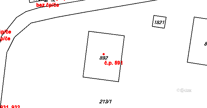 Světlá nad Sázavou 591 na parcele st. 892 v KÚ Světlá nad Sázavou, Katastrální mapa