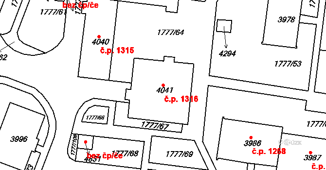 Havlíčkův Brod 1316 na parcele st. 4041 v KÚ Havlíčkův Brod, Katastrální mapa