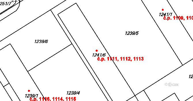 Rychnov nad Kněžnou 1111,1112,1113 na parcele st. 1241/6 v KÚ Rychnov nad Kněžnou, Katastrální mapa