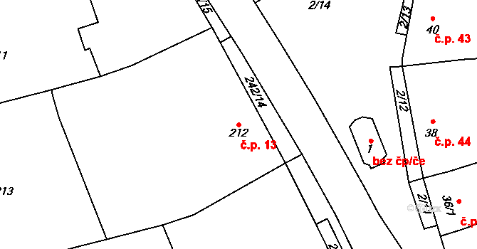 Bohumilice 13, Klobouky u Brna na parcele st. 212 v KÚ Bohumilice, Katastrální mapa