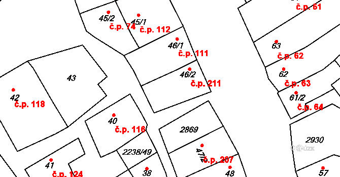 Vrbice 211 na parcele st. 46/2 v KÚ Vrbice u Velkých Pavlovic, Katastrální mapa
