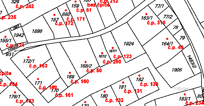 Kvasice 290 na parcele st. 167/2 v KÚ Kvasice, Katastrální mapa