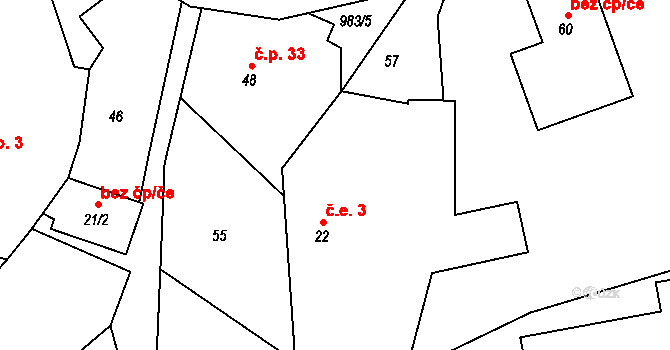 Lbosín 3, Divišov na parcele st. 22 v KÚ Lbosín, Katastrální mapa