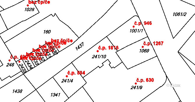 Brandýs nad Labem 1816, Brandýs nad Labem-Stará Boleslav na parcele st. 241/10 v KÚ Brandýs nad Labem, Katastrální mapa