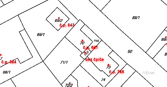 Kynšperk nad Ohří 641 na parcele st. 70 v KÚ Kynšperk nad Ohří, Katastrální mapa