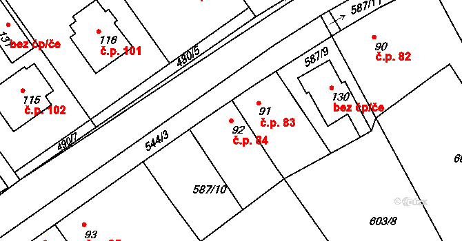 Polánky nad Dědinou 84, Třebechovice pod Orebem na parcele st. 92 v KÚ Polánky nad Dědinou, Katastrální mapa