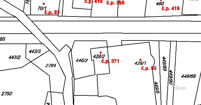 Třebechovice pod Orebem 371 na parcele st. 428/2 v KÚ Třebechovice pod Orebem, Katastrální mapa