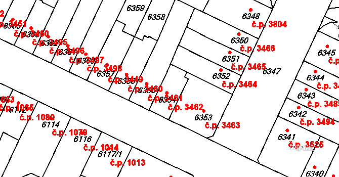 Židenice 3462, Brno na parcele st. 6354 v KÚ Židenice, Katastrální mapa