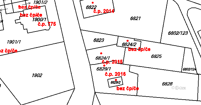 Frýdek 2015, Frýdek-Místek na parcele st. 6824/1 v KÚ Frýdek, Katastrální mapa