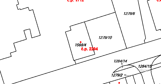 Cheb 2294 na parcele st. 1568/4 v KÚ Cheb, Katastrální mapa
