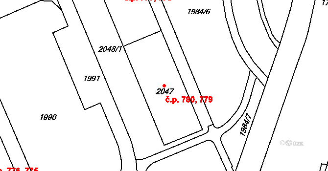 Chodov 779,780 na parcele st. 2047 v KÚ Dolní Chodov, Katastrální mapa