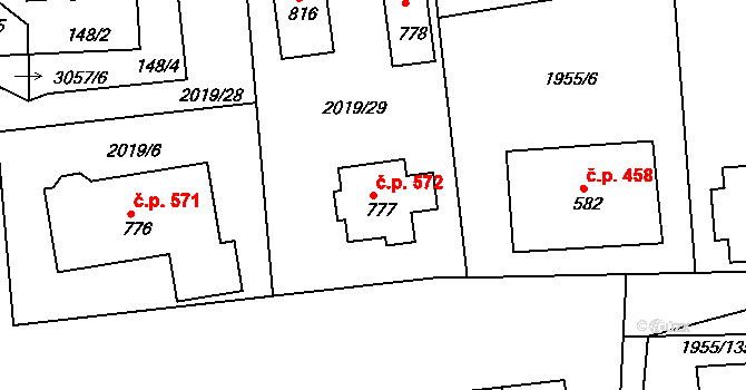 Černilov 572 na parcele st. 777 v KÚ Černilov, Katastrální mapa