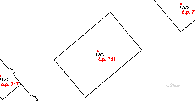 Hostinné 741 na parcele st. 1167 v KÚ Hostinné, Katastrální mapa