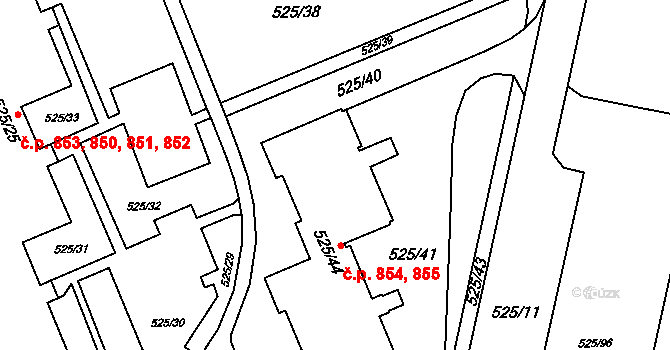 Ráj 854,855, Karviná na parcele st. 525/44 v KÚ Ráj, Katastrální mapa