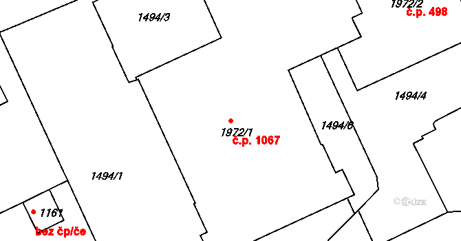 Strakonice I 1067, Strakonice na parcele st. 1972/1 v KÚ Strakonice, Katastrální mapa