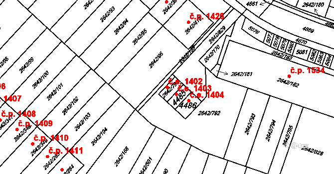 Kuřim 1402 na parcele st. 2642/791 v KÚ Kuřim, Katastrální mapa