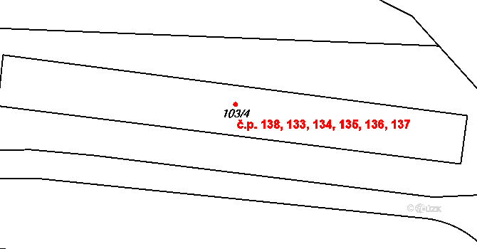 Bukovany 133,134,135,136,137, na parcele st. 103/4 v KÚ Bukovany u Sokolova, Katastrální mapa
