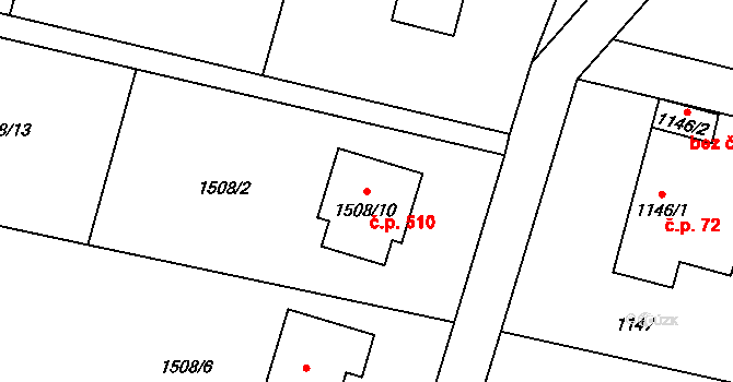 Řepiště 510 na parcele st. 1508/10 v KÚ Řepiště, Katastrální mapa