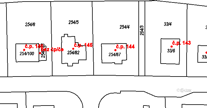 Honice 144, Stochov na parcele st. 254/87 v KÚ Honice, Katastrální mapa