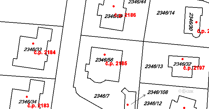 Pelhřimov 2185 na parcele st. 2346/56 v KÚ Pelhřimov, Katastrální mapa